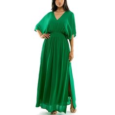 Draped sleeves and a smocked waistband makes this women's Nina Leonard maxi dress a stylish summer staple.Finding the perfect fit and size for women's clothing requires basic measurements of your chest, waist, hips and inseam. Use this guide to learn more about sizing and everything Kohl's has to offer in women's fashion. Draped elbow sleeves V-neck with tie-back Chiffon construction LinrfFIT & SIZING 56 1/2-in. approximate length from shoulder to hem Maxi cut Smocked waistband Pull-on designFAB Wide Leg Pants Outfit Work, Dolman Sleeve Maxi Dress, Pants Outfit Work, Smocked Maxi Dress, Wide Leg Pants Outfit, Draped Sleeves, Dress Guide, Drape Sleeves, Daytime Dresses