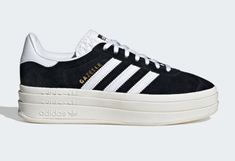 Black Platform Adidas, Shoes For Going Out, Platform Gazelle Adidas, Platform Adidas Gazelle, Gazelle Bold Shoes Outfit, Adidas Gazelle Platform, Platform Gazelle, Gazelle Platform, Adidas Platform Sneakers