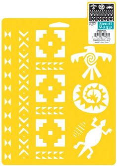 the crafter's workshop stencil set is shown in yellow and white