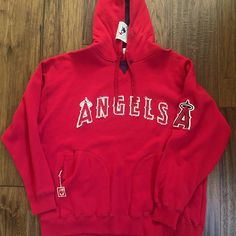 New With Tags- Perfect Condition High Quality Major League Baseball Angels Hoodie. Embroidered A On The Sleeve. Appliqu Angels Logo Across The Front Chest. Baseball Angels, Baseball Men, Men Costume, Angels Baseball, Angel Man, Angels Logo, White Angel, Mens Costumes, Major League Baseball