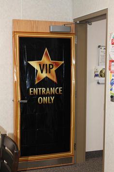 an entrance to a conference room with a sign on the door that says, vip entrance only