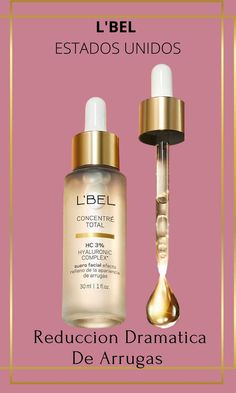 L'bel USA Concentre Total Hyaluronic Complex 3% Serum Concentrado Anti-edad Edad: +30 Todo tipo de piel Efecto: Reduccion Dramatica de Arrugas en 1 Semana #soylbelusa #lbelusa #dibenisa #shelonabelusa Serum Facial, Wisconsin, Perfume Bottles, Facial, Skin Care