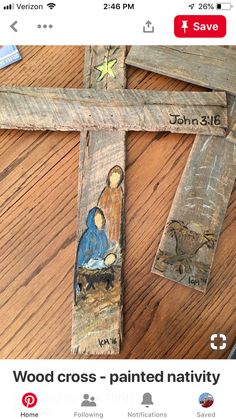 Nativity Scenes, Cross Crafts, Craft Christmas, Christmas Painting, Wood Cross, Nativity Crafts, Christmas Wood Crafts, Wood Crosses, Wooden Cross