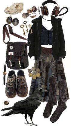 outfit inspo, outfit ideas, whimsical, cottagegore, goblincore, dark academia, grunge, emo, boho, artsy, whimsigoth, goth, vulture culture Boho Dark Aesthetic, Core Core Outfits, Forest Goth Aesthetic Outfits, Grunge X Academia Outfits, Minimalistic Grunge Outfits, Dark Forest Core Outfit, Metal Inspired Outfit, Alternative Boho Outfits, Emo Academia Outfit