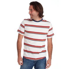 Short sleeve horizontal striped tee    This Item was made in an Eco Friendly Factory    Fits True to Size    Made In India    Style: 5PC1316M Cream India Style, India Fashion, Striped Tee, Crew Neck Tee, Eco Friendly, Crew Neck, India, Cream, Clothes