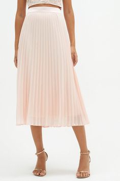 Pleated Midi Skirt - Pink - Pleated Midi Skirt Pink Pleated Midi Skirt, Skirts Pleated, Wedding Ready, Latest Skirts, Romantic Lace, Pleated Midi Skirt, Small Frame, Lace Panelled, Go Out