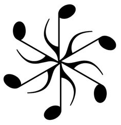 a black and white image of an abstract flower with four petals in the shape of a star