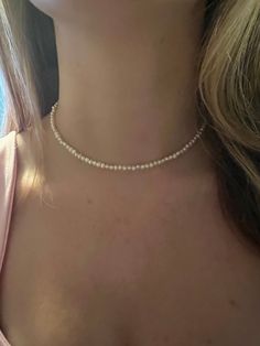 "Mini freshwater pearl necklace with a sterling silver 18k gold plated surface is an ideal classy addition to any wardrobe. The 16\" length makes it perfect for a choker size, then with the 3\" extension it allows you to decide on what length works best for you. Perfect gift for your bridesmaids, best friend or loved one in your life." Gold Pearl Necklace 16 Inch Length, 16 Inch Gold Pearl Necklace, Elegant White Choker For Everyday Wear, Adjustable Classic Pearl Choker Necklace, White Pearl Choker Necklace For Everyday, Everyday White Pearl Choker Necklace, Classic Gold Pearl Choker, Elegant Pearl Necklaces Hypoallergenic, Elegant Hypoallergenic Choker Necklace