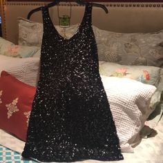 Never Worn Little Black Sequence Party Dress With Slip Lining Inside. Perfect For A Night Out On The Town! Little Black Party Dress, Night Out On The Town, Black Party Dress, Out On The Town, Black Party Dresses, Black Party, Night Out, Colorful Dresses, Party Dress