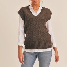 Nwt Cable Knit Sweater Vest In Espresso. V-Neckline With Ribbed Hem. Fabric: 100% Polyester V-neck Pointelle Knit Sweater Vest, Brown V-neck Knit Sweater Vest, Brown Knit V-neck Sweater Vest, Casual Pointelle Knit Sweater Vest For Fall, Fall Pointelle Knit Sweater Vest, Knit Pointelle Sweater Vest For Fall, Fall Layering Pointelle Knit Sweater Vest, Cable Knit Sweater Vest, Knit Sweater Vest