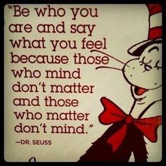 the dr seuss quote is shown with an image of a cat in the hat