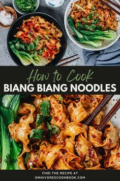 the cover of how to cook bang bang noodles with chopsticks in front of them