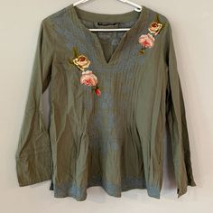 Army Green Breathable Long Sleeve With Flower Embroidery. Very Cute And Never Worn As It Doesn’t Fit Me. Perfect Condition Bundle And Save Green Long Sleeve Top With Floral Embroidery, Spring Embroidered Green Blouse, Green Long Sleeve Embroidered Top, Casual Embroidered Top With Intricate Embroidery For Spring, Green Long Sleeve Top With Intricate Embroidery, Casual Green Blouse With Floral Embroidery, Green Long Sleeve Embroidered Top For Spring, Green Embroidered Long Sleeve Top For Spring, Spring Green Embroidered Long Sleeve Top