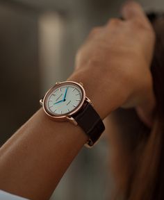 The all new Heritage 36 exclusively designed for women. With a 36mm case in rose gold and a cream white ceramic dial. #cornichewatches Minimalist Gold Leather Watch, Timeless Everyday Brown Watch, Timeless Brown Everyday Watch, Everyday Timeless Brown Watch, Brown Minimalist Watches For Business, Brown Minimalist Watch For Business, Minimalist Brown Business Watches, Timeless Rose Gold Leather Watch, Classic Rose Gold Leather Watch