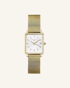 Retro Aesthetic, Gold Case, Square Watch, White Dial, Watch Collection, White Silver, Gold Watch, Time Piece, Womens Watches