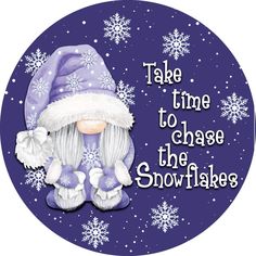 a purple and white snowflake with an image of a gnome