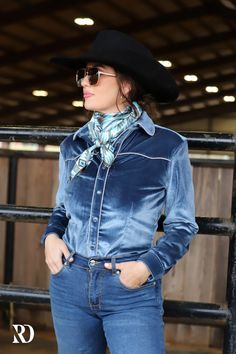 MIDNIGHT BLUE VELVET PERFORMANCE SHIRT (ADULT) – Ranch Dress'n Midnight Rodeo, Ranch Dress, Women's Western Wear, Cute Cowgirl Boots, Western Boutique, Rodeo Shirts, Rodeo Outfits, Western Vintage, Western Wear For Women