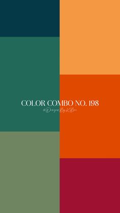 the color combo is an orange, green, and red combination with white text that reads'color combo no 198 '