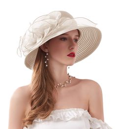 PRICES MAY VARY. SIZE:This hat has a brim that is 13cm/5.1inches all the way around, hat depth about 10cm/3.9inches fit for head circumference 21.26 inch~22.83 inches.Which has a small drawstring inside in order to give it a big size range. When the people who has a small headsize can pulled the elastic band to offer a smaller size. One size FEATURES:Made in Organza, UV 50+. Foldable elegant hat allows you carry it wherever you want to, quite soft and comfortable. Elegant flower decorations, wide brim and ruffle, gorgeous appearance and effectively block direct sunlight on cheeks. Lightweight, breathable fabric, super soft but strong shape, comfortable to wear Uses: Wedding hats, cocktail and tea party hats, headwear hats, floral organza hats, ladies' hats, summer hats, beach travel hats.s Wedding Tea Party, Kentucky Derby Fascinator, Derby Fascinator, Bridal Shower Flowers, Kentucky Wedding, Wedding Tea, Tea Party Hats, Wide Brim Sun Hat, Wedding Fascinators