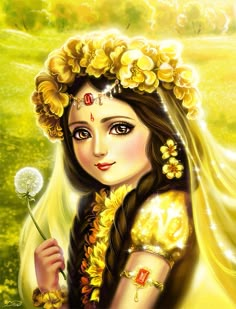 Radha Rani, Krishna, Deviantart, Flowers, Hair