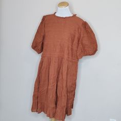 Nwt - If You Like An Item Do Not Hesitate, Make Me An Offer Thanks For Visiting My Closet Universal Thread Rust Cottage Core Eyelet Midi Dress Size Xxl Excellent Condition! Armpit To Armpit 16” Length 36” Universal Thread Solid-Hued Ruffle Dress With A Woven Texture Soft And Flowy Fabric Gives You Comfy Wear Ruffle Accents, Eyelet Fabric And Cinched Long Sleeves Add Feminine Flair If You Like An Item Do Not Hesitate, Make Me An Offer Thanks For Visiting My Close Brown Mini Dress With Short Sleeves For Daywear, Brown Short Sleeve Mini Dress For Daywear, Brown Knee-length Relaxed Fit Dress, Orange Rayon V-neck Dress, Eyelet Fabric, Universal Thread, Ruffle Dress, Midi Dress, Long Sleeve Dress