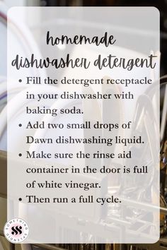 a dishwasher with the words homemade dishwasher detergent