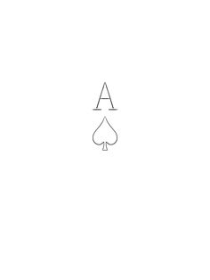 a line drawing of a playing card with the letter a in it's center