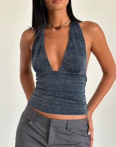 Midnight Shimmer Halter Top | Cosimo – motelrocks-com-us Halterneck Top, Summer Bodycon Dress, Black Satin Dress, Red Jeans, Bandeau Dress, Halter Neck Top, Black Bodycon Dress, Satin Slip Dress, Body Con Skirt