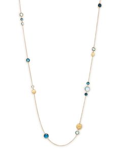 Marco Bicego 18K Yellow Gold Jaipur Mixed Blue Topaz Long Necklace, 34 Long Necklace Outfit, Stone Jewelry Necklace, Rose Gold Pendant Necklace, Delicate Gold Necklace, Necklace Outfit, Necklace Storage, Gold Necklace Simple, Marco Bicego, Long Silver Necklace