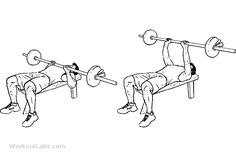 a man doing a bench press with a barbell on one side and the other