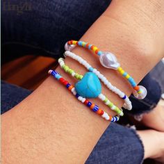 HangZhi New 8 pcs/set Bohemian Beads Bracelets Colorful Flowers Daisy – daiiibabyyy Rice Bead Bracelet, Diy Fashion Trends, Flowers Daisy, Beach Bracelets, Pearl Heart, Rice Bead, Beads Bracelets, Hair Rings, Bracelets Handmade Beaded