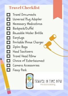 the travel checklist is shown with pencils