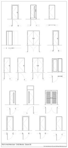 an architectural drawing showing different types of doors and windows