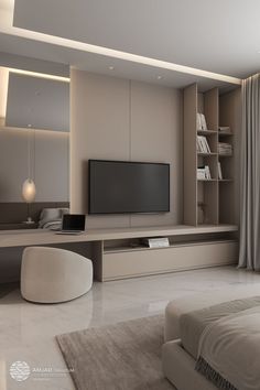 Bedroom Television Ideas, Tv Bedroom, Modern Room Design, Bedroom Tv Wall, Desain Pantry, Home Hall Design, Tv In Bedroom, Bedroom Decor Design, Home Design Living Room