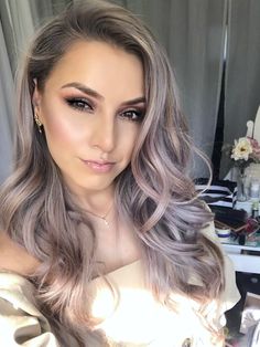 Grey Toned Balayage, Lunar Tides Smokey Mauve, Smokey Ash Grey Balayage Ombre, Toners For Gray Mashroom Brown Hair, Long Silver Purple Hair, Formal Hairstyles For Long Hair, Brown Ombre Hair, Braided Bangs, Light Hair Color