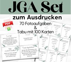 the jga set includes 70 fotograben and tabu mit 100 karten