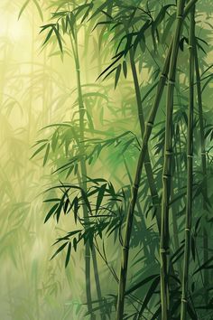 Bamboo Forest Drawing, Bamboo Scenery, Bamboo Drawing, Bamboo Species, Clumping Bamboo, Jungle Nature, Redhead Art, Forest Drawing, Wave Illustration