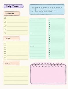 the daily planner is lined with notes and reminders, which are attached to each other