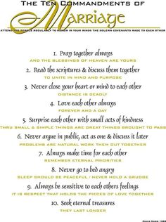 10 Commandments For Marriage, 10 Commandments Of Marriage, 777 Rule For Marriage, 10 Commandments Of The Bible, Drawing Dreams, Biblical Knowledge, Marriage Verses, Bible References