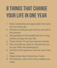 the 8 things that change your life in one year