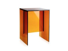 an orange glass table with one section open