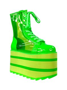 Neon Green Shoes, Green Shoes Outfit, Green Goth, Fresh Sans, Festival Boots, Toxic Waste, Alien Costume, Adjustable Shoes