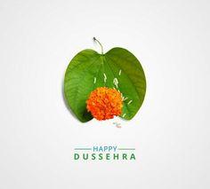 a happy dussehera with leaves and flowers on it