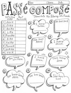 a black and white drawing of speech bubbles with the words pass compose written in them