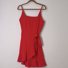 Amazon Red Spaghetti Strap Dress. Never Worn. Zip Back. Very Cute. Faux Wrap With Side Tie. Clean Smoke Free Home. Red Mini Dress With Adjustable Straps For Party, Flirty Red Mini Dress With Adjustable Straps, Flirty Red Dress With Adjustable Straps, Red Mini Dress With Adjustable Straps, Chic Red Mini Dress With Adjustable Straps, Red Mini Dress With Spaghetti Straps And Lining, Red Spaghetti Straps Mini Dress Lined, Red Spaghetti Straps Lined Mini Dress, Chic Red Sundress For Brunch