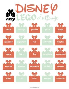 the disney lego challenge is shown in this printable activity for kids to learn how to build