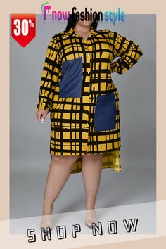 Yellow Fashion Casual Plus Size Plaid Print Patchwork Turndown Collar Shirt Dress Long Sleeve Patchwork Shirt Dress For Spring, Spring Patchwork Long Sleeve Shirt Dress, Plaid Long Sleeve Shirt Dress For Spring, Spring Long Sleeve Patchwork Shirt Dress, Spring Plaid Long Sleeve Shirt Dress, Casual Patchwork Shirt Dress For Spring, Casual Long Sleeve Patchwork Dress, Casual Long Sleeve Yellow Shirt Dress, Casual Yellow Long Sleeve Shirt Dress