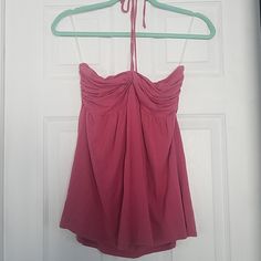 Sleeveless, Super Soft, Never Worn. Tie Goes Around The Neck, If You Want. Never Worn. Stretch Cotton Sleeveless Halter Top, Stretch Cotton Halter Top, Feminine Sleeveless Halter Top For Summer, Pink Strapless Tank Top For Party, Strapless Pink Tank Top For Party, Sleeveless Cotton Tube Top For Beach, Pink Fitted Sleeveless Camisole, Cotton Sleeveless Tube Top For Beach, Pink Fitted Camisole