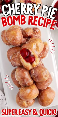 cherry pie bomb recipe on a white plate