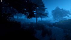 an animated image of a swamp at night